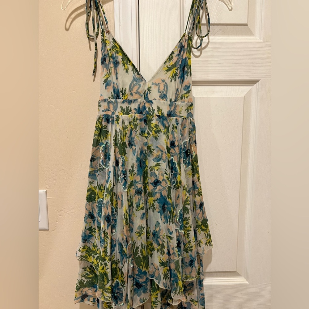 Urban Outfitters Kimchi Blue Floral Printed Sequin Babydoll Dress
